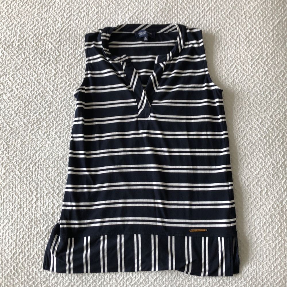 Jones New York Navy and White Striped Top